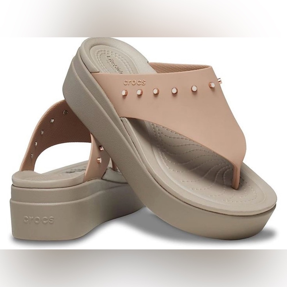 Crocs Brooklyn Studded Flip Cork x Mushroom Women's size 10